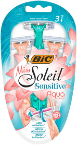 BIC Shaver Razor for Women Miss Soleil 3 Sensitive Aqua Colours 3pcs