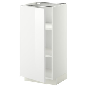 METOD Base cabinet with shelves, white/Ringhult white, 40x37 cm