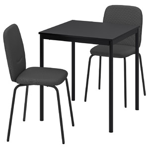 SANDSBERG / PÅBODA Table and 2 chairs, black/black/Remmarn dark grey, 67 cm
