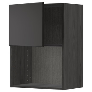 METOD Wall cabinet for microwave oven, black/Kungsbacka anthracite, 60x80 cm