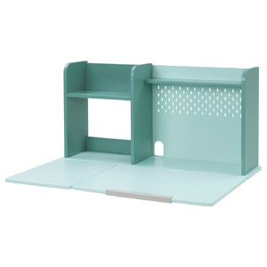 BERGLÄRKA Desk top and shelf, turquoise, 100x70 cm