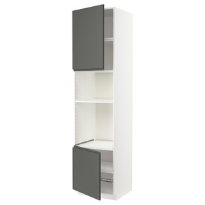 METOD Hi cb f oven/micro w 2 drs/shelves, white/Voxtorp dark grey, 60x60x240 cm