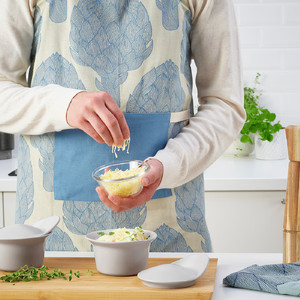 FÄRGKLAR Oven/serving dish with lid, matt light grey, 0.2 l