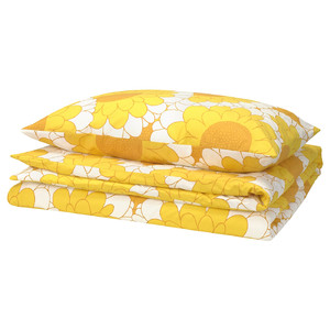 KRANSMALVA Duvet cover and pillowcase, yellow, 150x200/50x60 cm