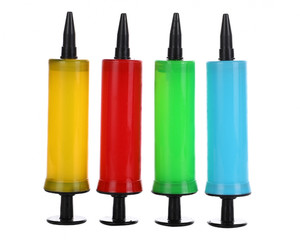 Balloon Pump, small, round, 5pcs, assorted colours