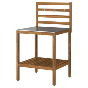 NÄMMARÖ Open kitchen unit, light brown stained/stainless steel outdoor, 80x62 cm