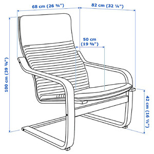 POÄNG Armchair, white stained oak veneer, Knisa black