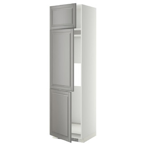 METOD High cab f fridge/freezer w 3 doors, white/Bodbyn grey, 60x60x220 cm
