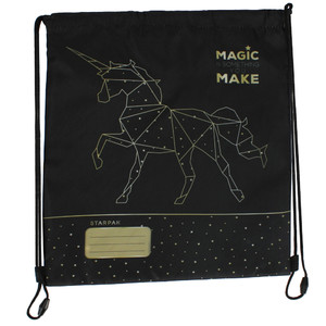 Drawstring Bag School Shoes/Clothes Bag Gold Unicorn