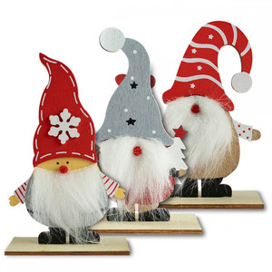 Wooden Christmas Gnome Ornament, 8x14 cm, 1pc, assorted models