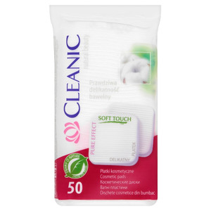 Cleanic Pure Effect Cotton Pads Square 50 Pack