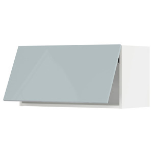 METOD Wall cabinet horizontal w push-open, white/Kallarp light grey-blue, 80x40 cm