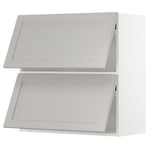 METOD Wall cabinet horizontal w 2 doors, white/Lerhyttan light grey, 80x80 cm