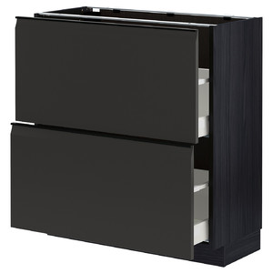 METOD / MAXIMERA Base cabinet with 2 drawers, black/Upplöv matt anthracite, 80x37 cm