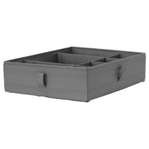 SKUBB Box with compartments, dark grey, 44x34x11 cm
