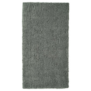LINDKNUD Rug, high pile, dark grey, 80x150 cm