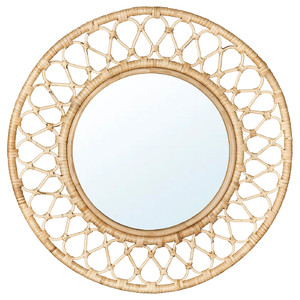GRINSBOL Mirror, rattan, 55 cm