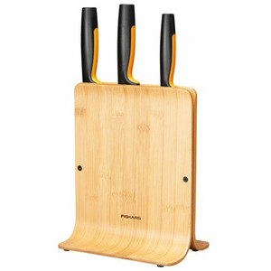 Fiskars Functional Form Bamboo Knife Block with 3 Knives
