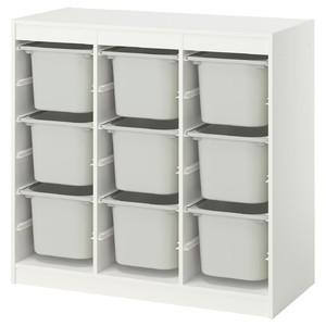 TROFAST Storage combination with boxes, room divider/white grey, 99x44x94 cm
