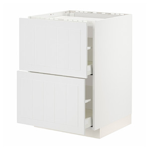 METOD / MAXIMERA Base cab f hob/2 fronts/2 drawers, white/Stensund white, 60x60 cm