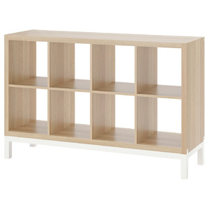 KALLAX Shelving unit with underframe, white stained oak effect/white, 147x94 cm