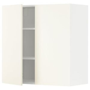 METOD Wall cabinet with shelves/2 doors, white/Vallstena white, 80x80 cm
