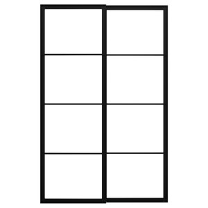 PAX Pair of sliding door frames w rail, black, 150x236 cm