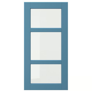 LERHYTTAN Glass door, blue, 40x80 cm
