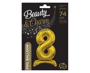 Foil Balloon Number 8 Standing, gold, 74cm