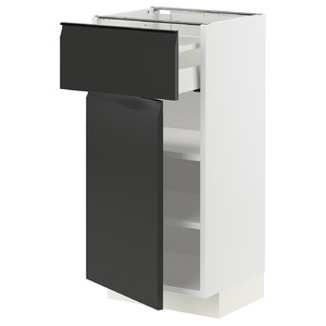 METOD / MAXIMERA Base cabinet with drawer/door, white/Upplöv matt anthracite, 40x37 cm