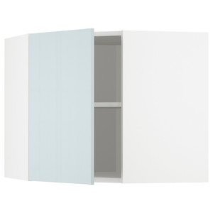 METOD Corner wall cabinet with shelves, white/Kallarp light grey-blue, 68x60 cm