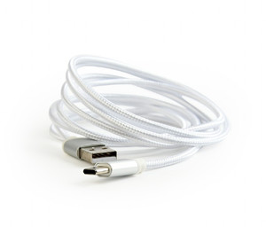 Gembird USB Type-C Cable 1.8m Cotton Braided, silver