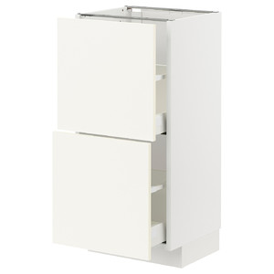 METOD / MAXIMERA Base cabinet with 2 drawers, white/Vallstena white, 40x37 cm