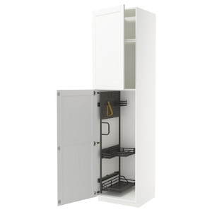 METOD High cabinet with cleaning interior, white Enköping/white wood effect, 60x60x240 cm