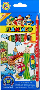 Flamingo Triangular Coloured Pencils Junior 12 Colours
