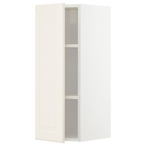 METOD Wall cabinet with shelves, white/Bodbyn off-white, 30x80 cm