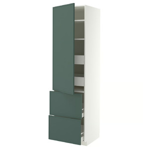 METOD/MAXIMERA Hi cab w shlvs/4 drawers/dr/2 frnts, white/Aspudden dark grey-green, 60x60x220 cm