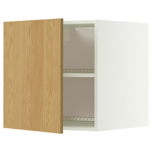METOD Top cabinet for fridge/freezer, white/Sinarp oak veneer, 60x60 cm