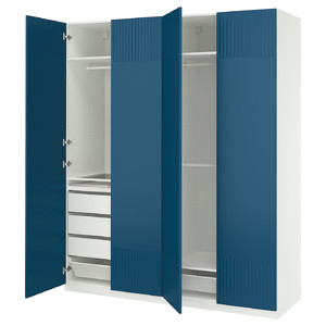 PAX / FYRUDDEN Wardrobe combination, white/white, 200x60x236 cm