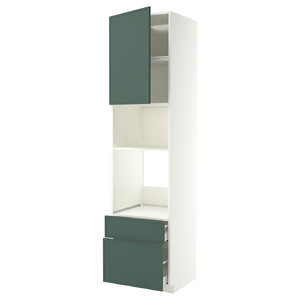 METOD/MAXIMERA High cab f oven/micro w dr/2 drwrs, white/Aspudden dark grey-green, 60x60x240 cm