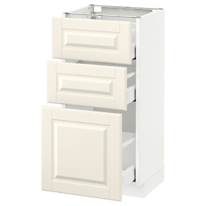 METOD/MAXIMERA Base cabinet with 3 drawers, white, Bodbyn off-white, 40x37 cm