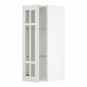METOD Wall cabinet w shelves/glass door, white/Stensund white, 30x80 cm