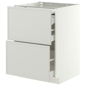 METOD/MAXIMERA Bc w pull-out work surface/3drw, white/Aspudden light grey, 60x60 cm
