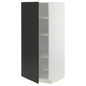METOD High cabinet with shelves, white/Nickebo matt anthracite, 60x60x140 cm