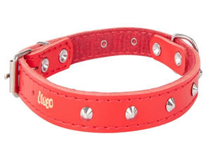 Dingo Leather Dog Collar 1.0x33cm, red