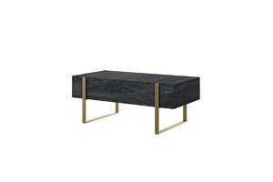 Coffee Table with 2 Drawers Verica, charcoal/gold legs