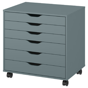 ALEX Drawer unit on castors, grey-turquoise, 67x66 cm