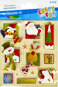 Christmas 3D Stickers 9pcs
