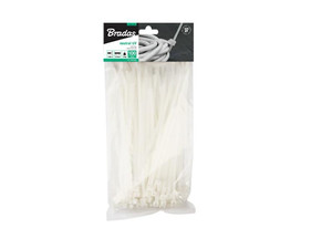 Bradas Cable Tie Neutral, 3.6x370 mm, white, 100-pack