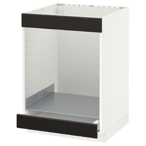 METOD / MAXIMERA Base cab for hob+oven w drawer, white, Kungsbacka anthracite, 60x60 cm